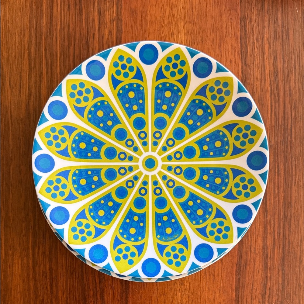 Set of 7 Jonathon Adler Happy Home
 Melamine Peacock salad plates